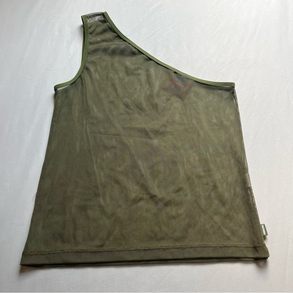 HEAVEN BY MARC JACOBS green knit sheer mesh asymmetrical one shoulder crop tank - Picture 1 of 5